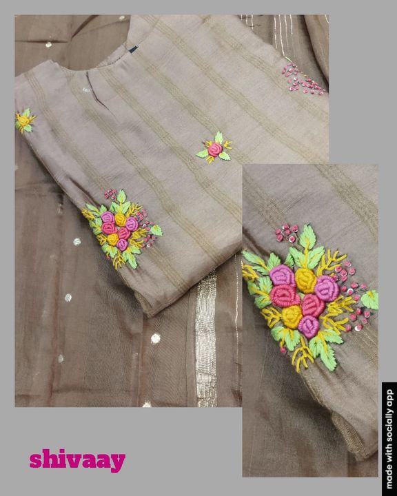 Post image Shivaay The Designer studio🌻🌻🌻🌻Latest New design Launch🥰🥰fabric:-pure dolla silk👉Beautiful hit design with handWork. with dupatta 👉 Size all 🤩 Price Dm to order🎯🎯🎯🏹🏹👉Available Stock ready