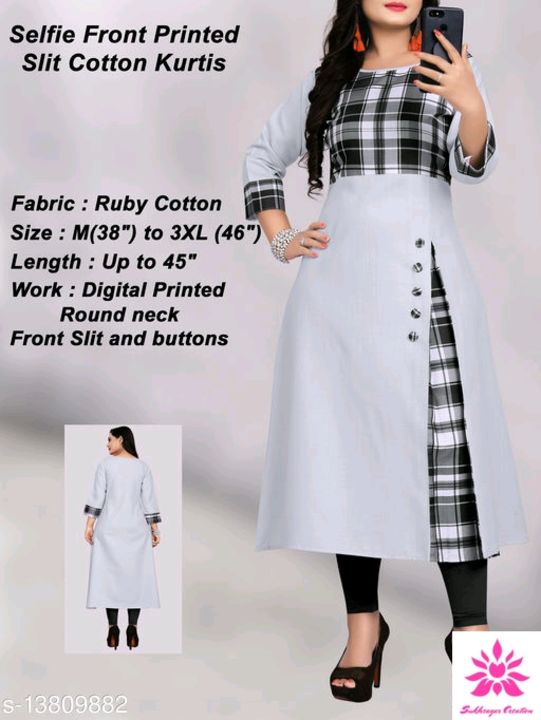 Post image New Launching Digital Printed Ruby Cotton kurti

Fabric : Ruby Cotton,	
Length : 45", 
Size : S ,M , L, XL, XXL , 3X,
Sleeve : 3/4 Sleeve, 
Front Slit And Button, 
Type : Stitched, 
Neck : Boat Neck, 
Occasion : Daily Wear