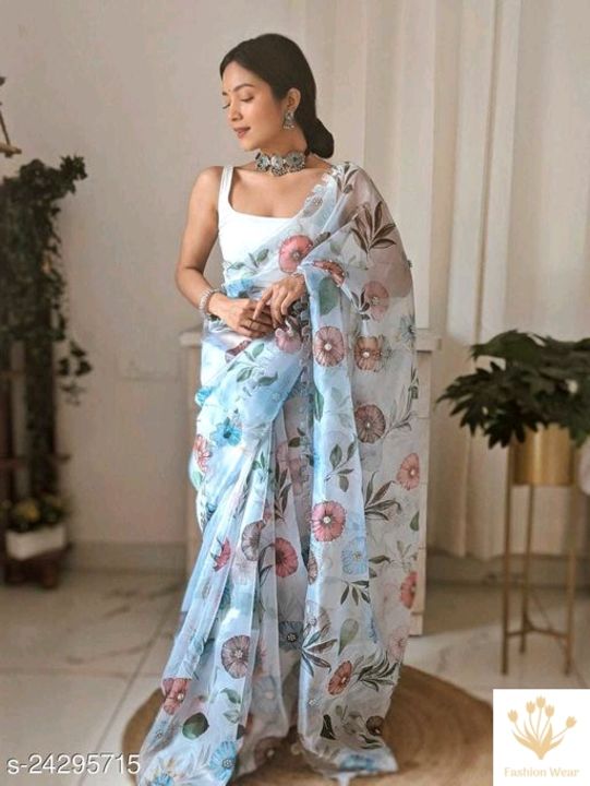 Organza Saree uploaded by business on 9/12/2021