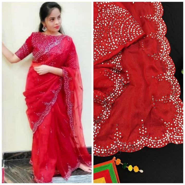Exclusive new designer embroidery saree uploaded by Different creations on 9/13/2021