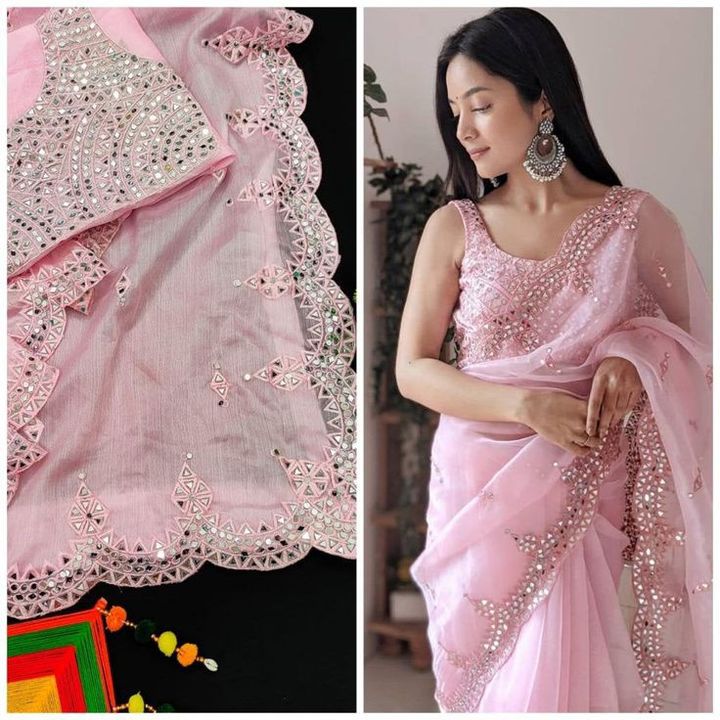 Exclusive new designer embroidery saree uploaded by Different creations on 9/13/2021