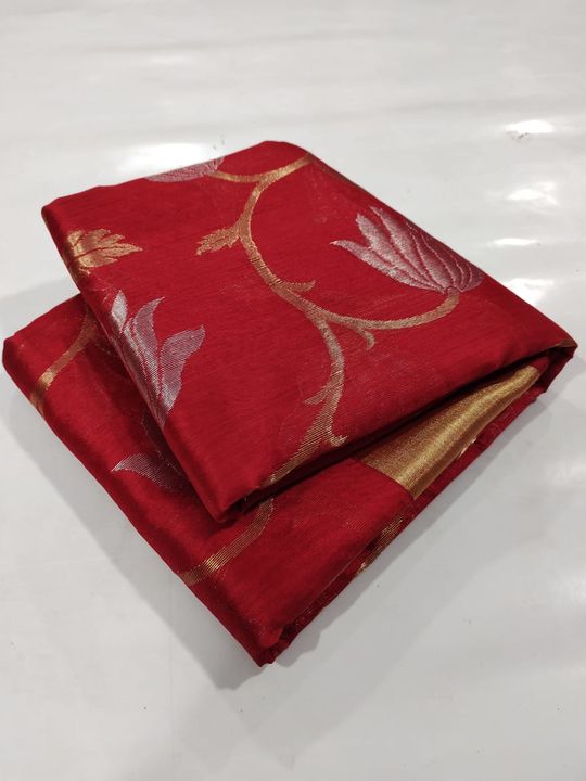 Pattu soft silk full jangla chanderi saree pure handloom uploaded by Afreen handloom sarees on 9/13/2021