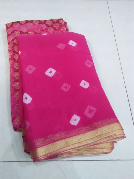 Chiffon piping saree with Blouse uploaded by business on 9/13/2021