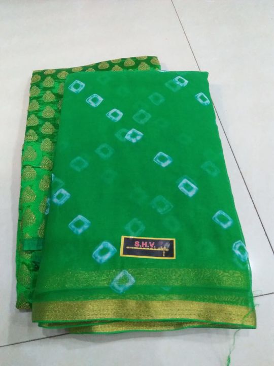 Chiffon piping saree with Blouse uploaded by Sree Gogaji Handloom's on 9/13/2021