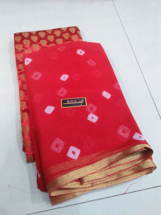 Chiffon piping saree with Blouse uploaded by Sree Gogaji Handloom's on 9/13/2021
