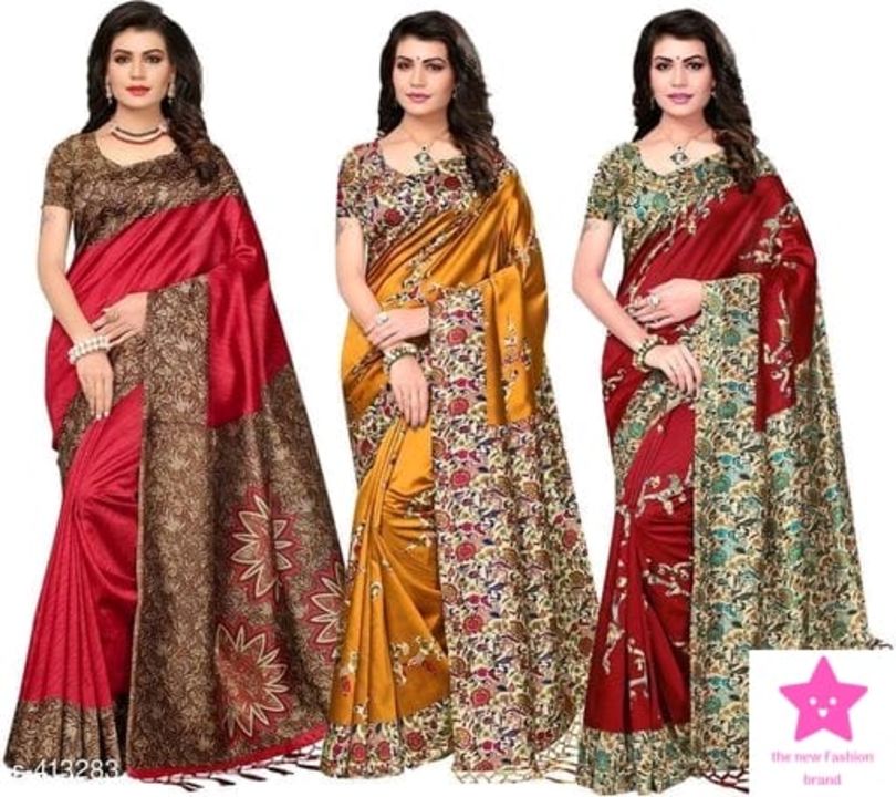 Post image Price 750/- only 
multiple 3 pack 
dm for order

Catalog Name:*Kushboo Mysore Silk Sarees Combo Vol 2*
Saree Fabric: Mysore Silk / Cotton
Blouse: Running Blouse
Blouse Fabric: Cotton
Pattern: Printed
Blouse Pattern: Product Dependent
Multipack: Pack of 3
Sizes: 
Free Size
Dispatch: 1 Day
Easy Returns Available In Case Of Any Issue
*Proof of Safe Delivery! Click to know on Safety Standards of Delivery Partners
