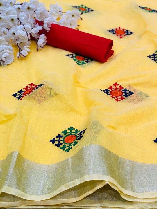 Chanderi embroidery work saree uploaded by business on 9/13/2021
