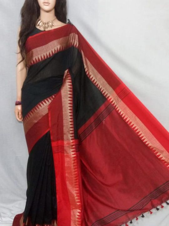 Khadi cotton temple border woven saree uploaded by business on 9/13/2021