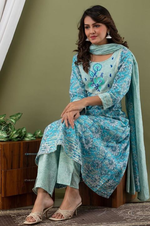 Anarkali kurta with pant and dupatta uploaded by business on 9/14/2021