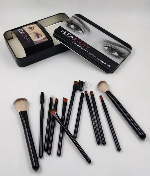 Huda Beauty Makeup Brush Set of 12 with Metal Box uploaded by Subhan Luxuries on 9/14/2021