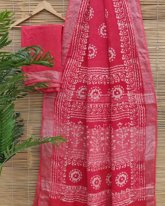 Post image New Cotton Linen collection👆 mix-up collection 👌
Bagru # #Hand block printend linen fabric 'cotton slub' ( all are natural colors vegitable prints ) * with blouseNatural dye nd colorPrice  
Saree length 6.5 metr with blouse
More information my whatsapp no 8952976338