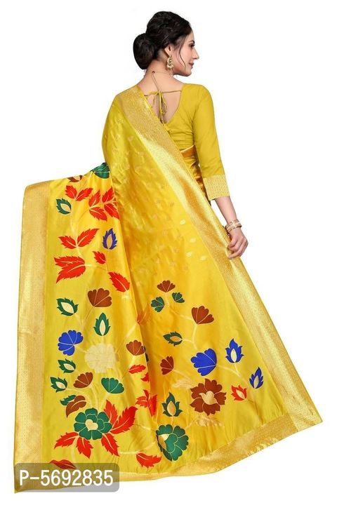 yellow Zari Work Soft Silk designer Saree With Blouse uploaded by business on 9/14/2021