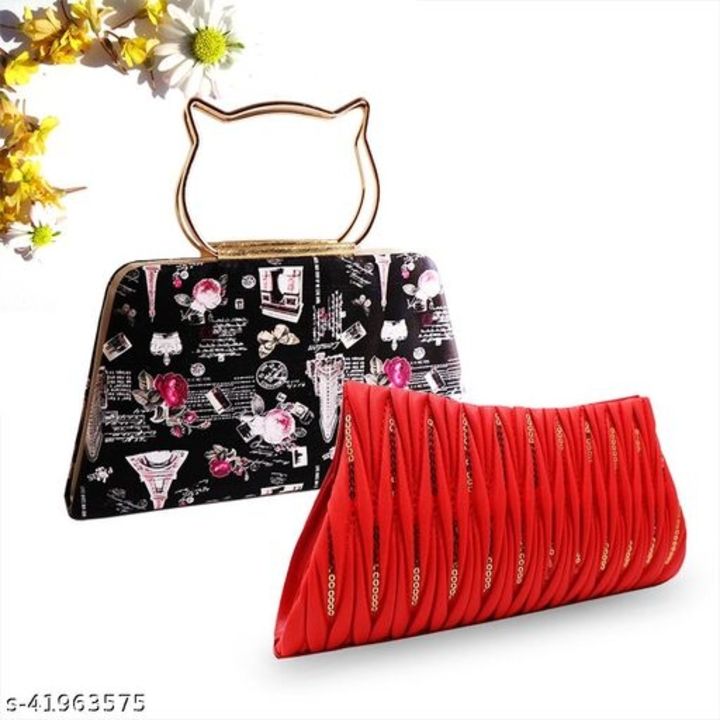 Post image Catalog Name:*Styles Trendy Women Clutches*Material: PUNo. of Compartments: 2Pattern: PrintedMultipack: 2Sizes: Free Size (Length Size: 10 in, Width Size: 5 in) 
Rs-679Cash on deliveryFree shippingEasy Returns Available In Case Of Any Issue