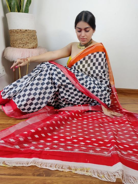 k printed linen cotton sarees with uploaded by business on 9/15/2021