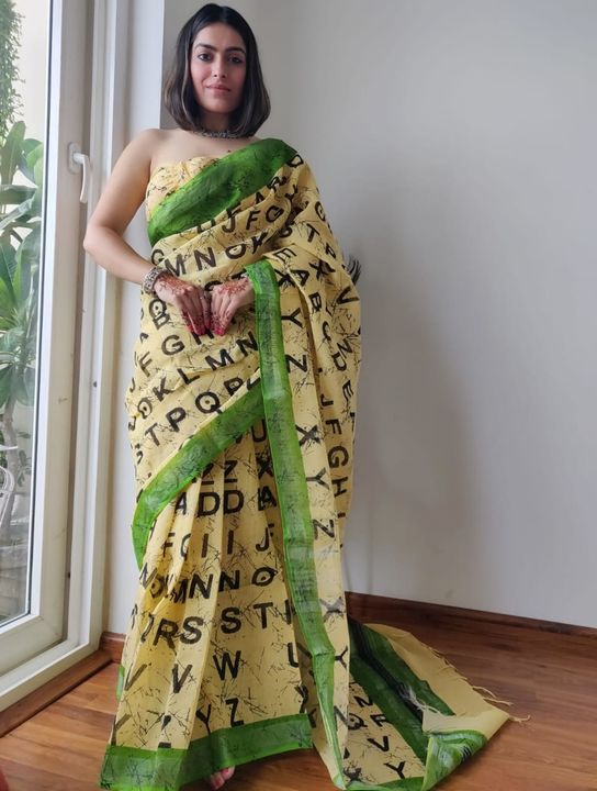 k printed linen cotton sarees with uploaded by Cotten saree and suit on 9/15/2021