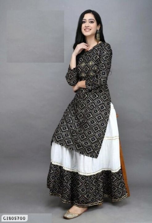  Attractive Printed Rayon Kurti Skirt Set uploaded by business on 9/15/2021