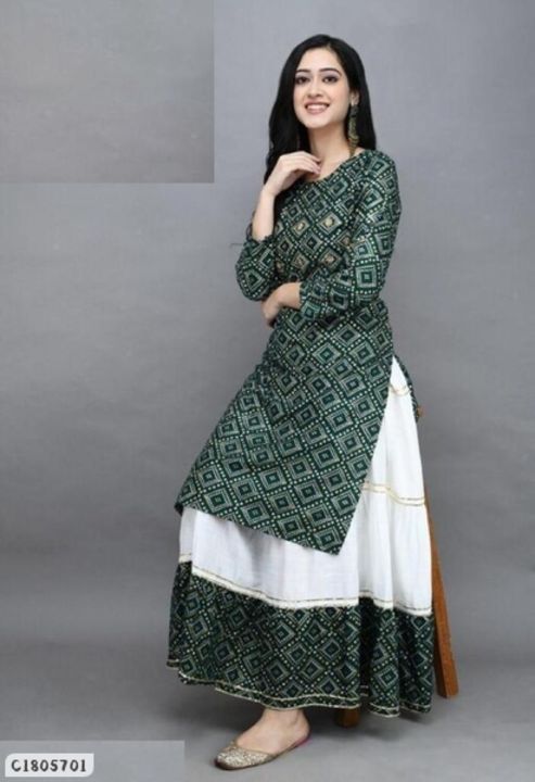  Attractive Printed Rayon Kurti Skirt Set uploaded by business on 9/15/2021