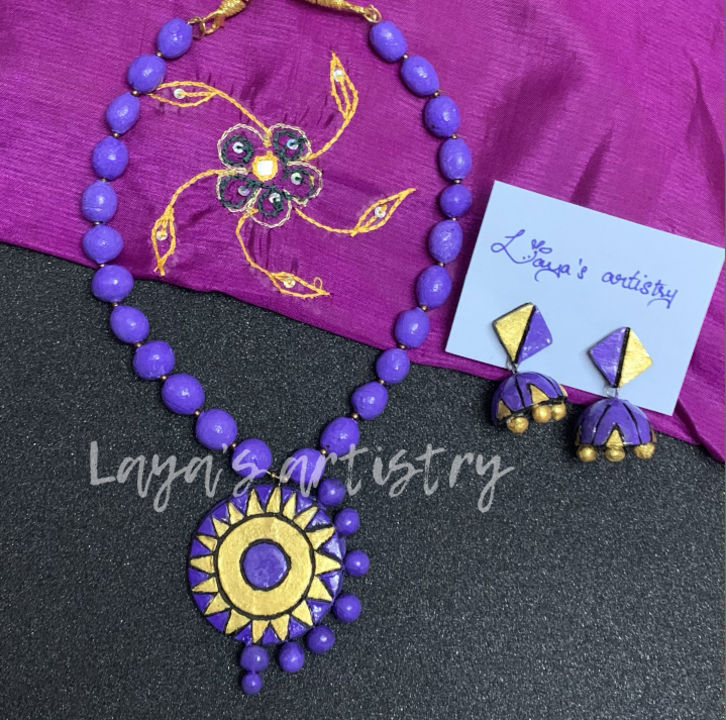 Purple terracotta jewellery set uploaded by business on 9/16/2021