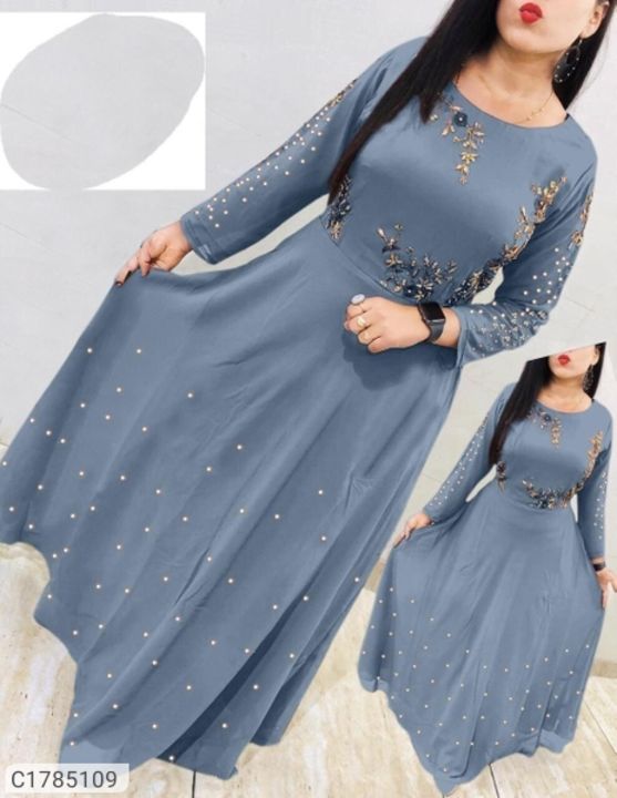 Catalog Name:* Attractive Embroidered. Georgette floor length gown uploaded by Palak Sharma on 9/16/2021