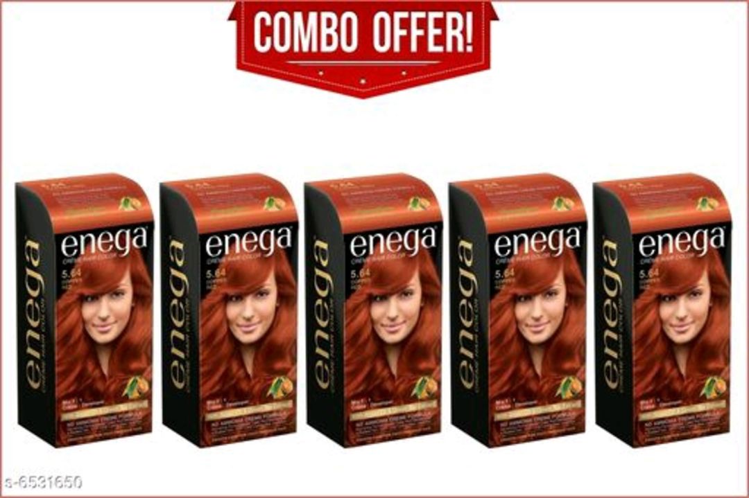 enega Cream Hair Color (150 ml Each) with Argan Oil and Green Tea, Flame Red(Pack of 5) uploaded by business on 9/16/2021
