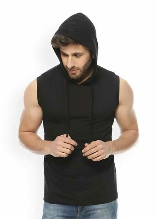 Black sleeveless hoodie uploaded by business on 6/2/2020