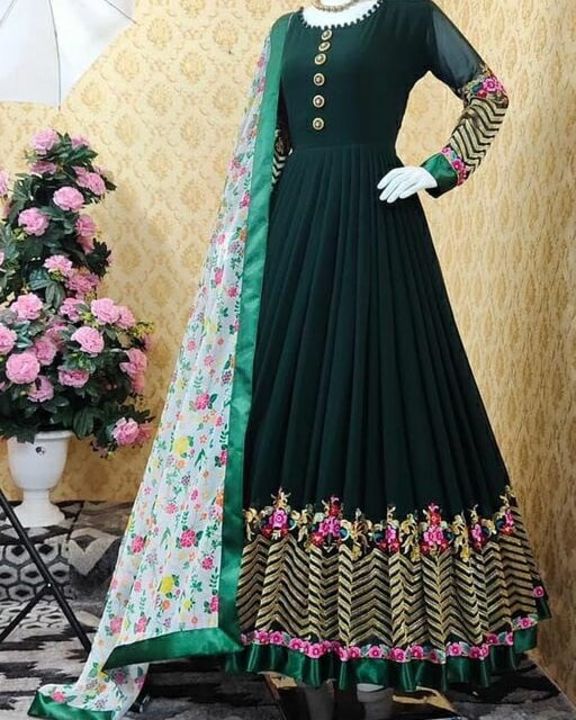 Post image Rs-1700
Classy Partywear Women GownsFabric: GeorgetteSleeve Length: Long SleevesSizes:Free Size (Bust Size: 42 in, Length Size: 55 in) XL (Bust Size: 42 in, Length Size: 55 in) 
Heavy worked gown with havy emblished wrk and long sleeve with beatiful printed dupatta