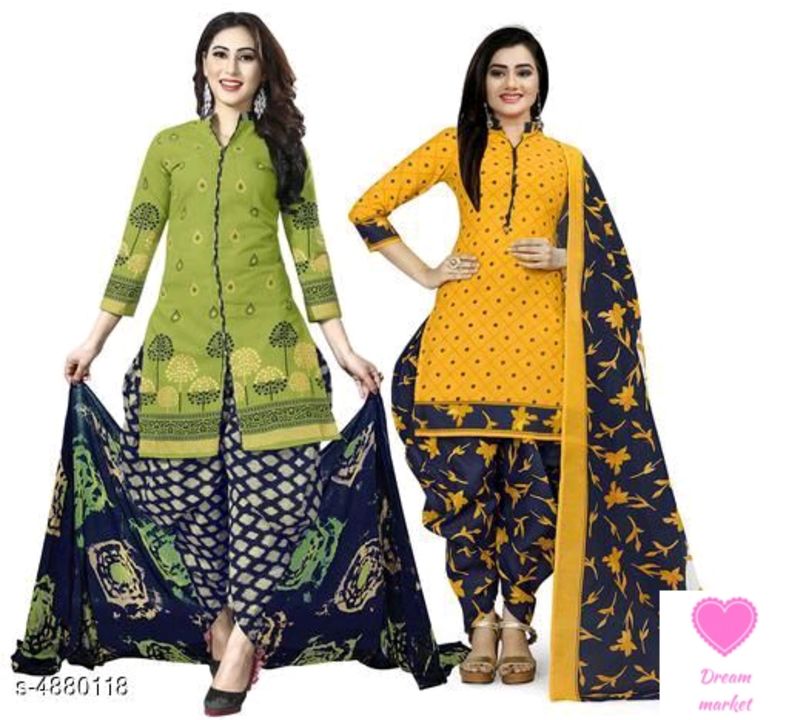 Post image Catalog Name:*Rajnandini Trendy Petite Salwar Suits &amp; Dress Materials*Top Fabric: Cotton + Top Length: 2 MetersBottom Fabric: Cotton + Bottom Length: 2.25 MetersDupatta Fabric: Cotton + Dupatta Length: 2 MetersLining Fabric: No LiningType: Un StitchedPattern: PrintedMultipack: Pack of 2Easy Returns Available In Case Of Any Issue*Proof of Safe Delivery! Click to know on Safety Standards of Delivery Partners- https://ltl.sh/y_nZrAV3