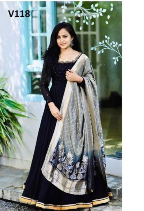 Georgette gown with dupaata uploaded by business on 9/17/2021