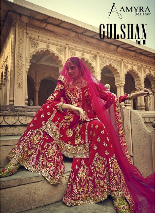 Post image Name : AMAYRA DESIGNER PRESENTS GULSHAN VOL-1 SALWAR KAMEEZ WHOLESALE RATE IN SURAT  Catalog : GULSHAN VOL-1  Piece : 5  Average Price : Rs. 3099  Full Price : Rs. 15495  Gst : Rs. 524.75 ( 5% )  Fabric : GEORGETTE  Size : Unstitched  Availability : Ready to Ship