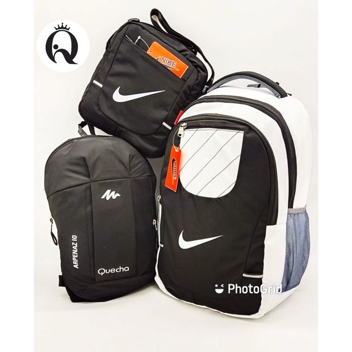 Post image *Restock on Demand*
*🎒3 PCS COMBO*
*Special Offer*
*Queen Bag*
🤟🏻Nike bagpack SIZE 18x14INCH
🤟🏻WATERBOTTLE SLOT GIVEN
🤟🏻LAPTOP COMPARTMENT
3 zzipper
🤟🏻QUECHUA SMALL BAG11x16 
2 ZIPPER
🤟🏻Nike SLING Sling 2 ZIPPER 10x10INCH

*_PRICE :- @699/- Only, Shipping Free 😍_*

QUANTITY/BULK ORDERS ALSO ACCEPTED AND BEST PRICE WILL BE PROVIDED

Resellers Most Welcome