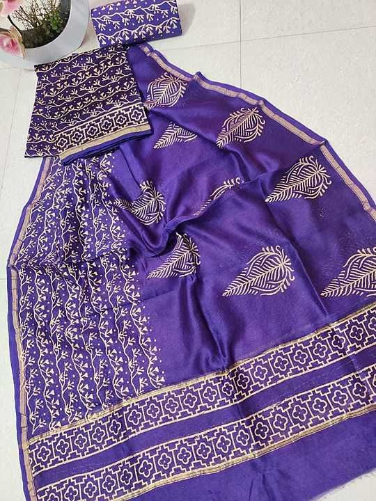 Hand block chanderi silk dress materials uploaded by Etisha Boutique on 9/10/2020