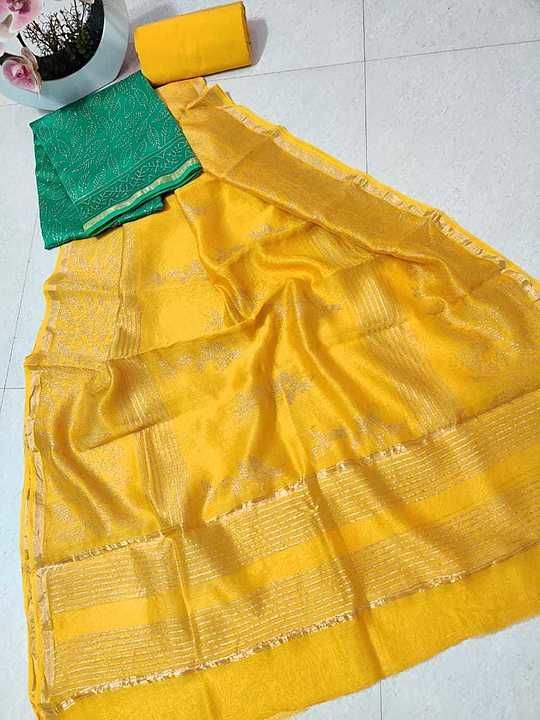 Hand block chanderi silk dress materials uploaded by Etisha Boutique on 9/10/2020