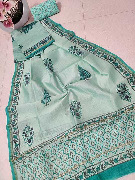 Hand block chanderi silk dress materials uploaded by business on 9/10/2020