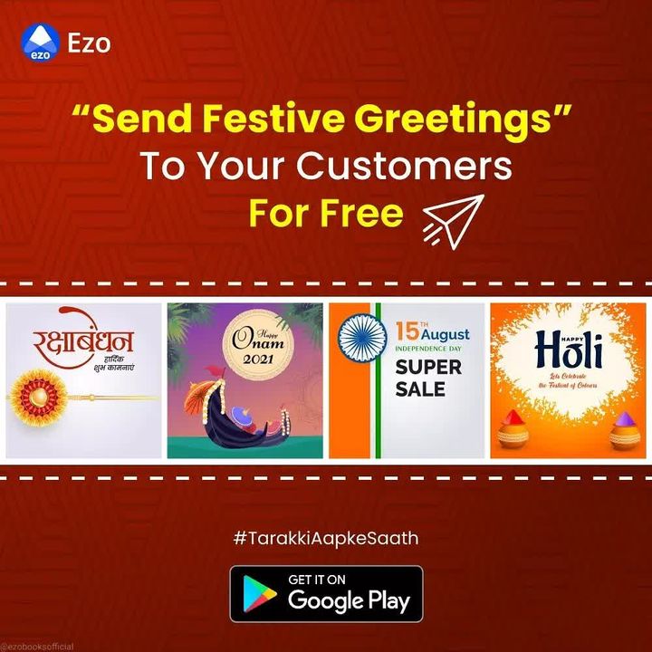 Post image Festivals par Greetings bhejoCustomers ka Dill jito❤️🥰EZO App download kare aur free mai customers ko greetings bhejeEZO App Download Now 👉 https://bit.ly/33Y6l4i