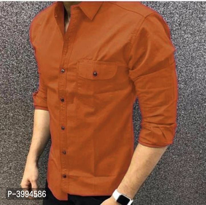 Men's brown casual long sleeve shirt uploaded by business on 9/19/2021