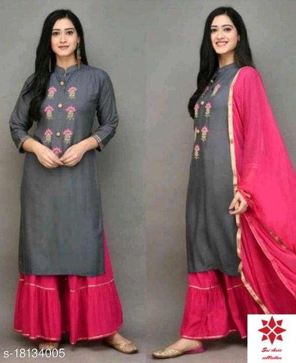 Women's Zari Woven Office Wear Kurta Set with Sharara uploaded by business on 9/19/2021