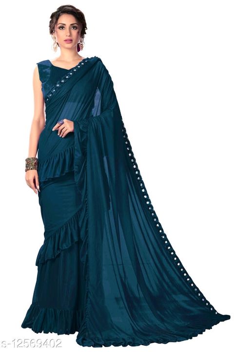 Solid Fashion Lycra Blend Saree uploaded by business on 9/20/2021