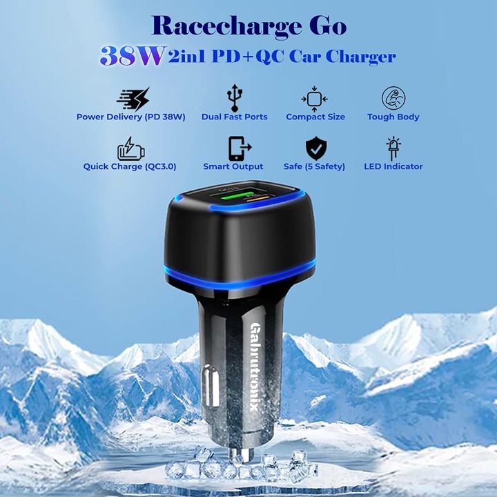 Gabrutronix Car Charger/Racecharge Go - 38W 2in1 PD QC Car Adapter for Android & iOS uploaded by RUDRAKSH ENTERPRISES IMPORT AND EXPORT CO.,LTD on 9/20/2021