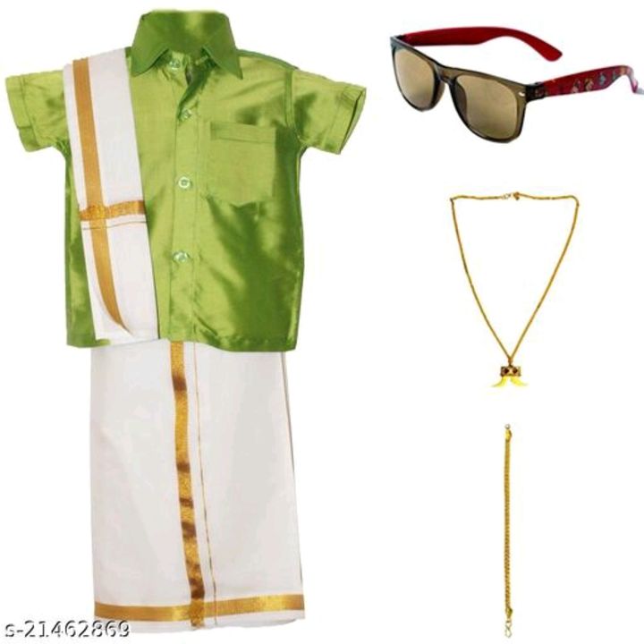 KIDS TRENDZ Boys Traditional SILK Dhoti & Shirts WITH ACCESSORIES  (KTCMMD uploaded by business on 9/20/2021