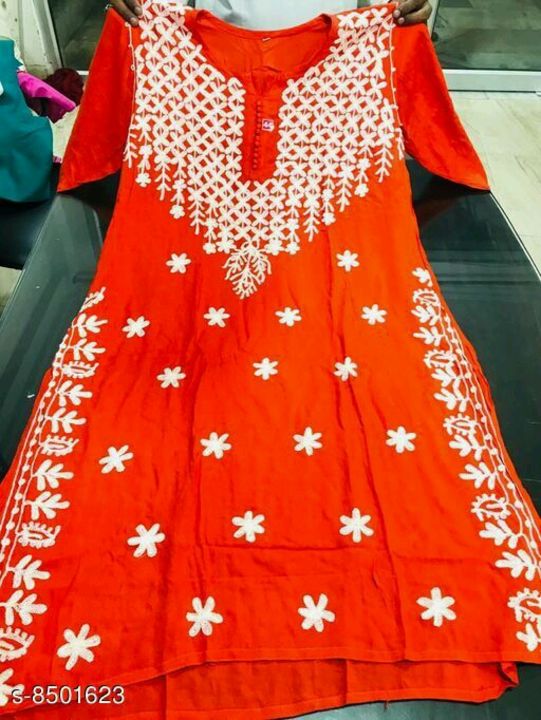 Women's Chikankari Rayon kurti uploaded by RM_COLLECTIONS__ on 9/20/2021