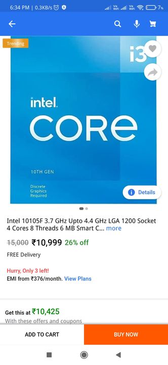 Intel core i3 10th gen processor uploaded by business on 9/20/2021