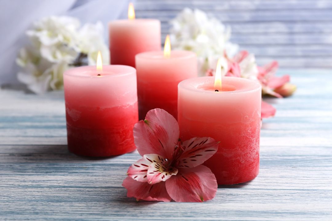 Scented pillar candle with red rose colour uploaded by business on 9/20/2021