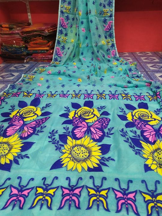 Post image Rose &amp; Butterfly Reshom All Over Soft JamdaniPlese Contact --    8918125487