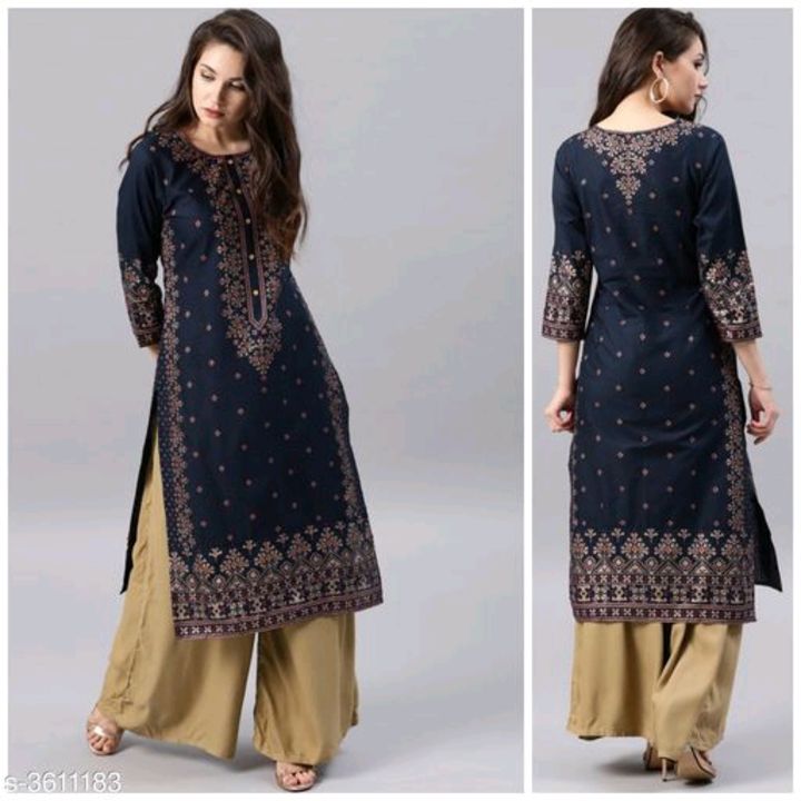 Women Rayon A-line Printed Long Kurti With Palazzos uploaded by DK Online Marketing on 9/21/2021