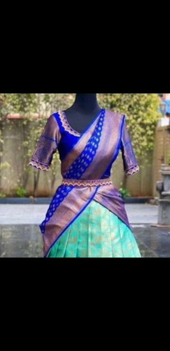 *New Arrival Half Saree Now In Trend*


*🥰Kanjiveram Silk Zari Lehanga With Blouse Along With Banar uploaded by business on 9/21/2021