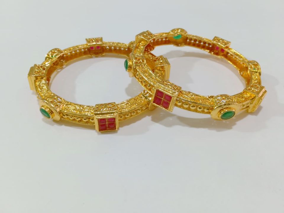 Gold Pleated, Moti, Stone Bangles uploaded by business on 9/21/2021