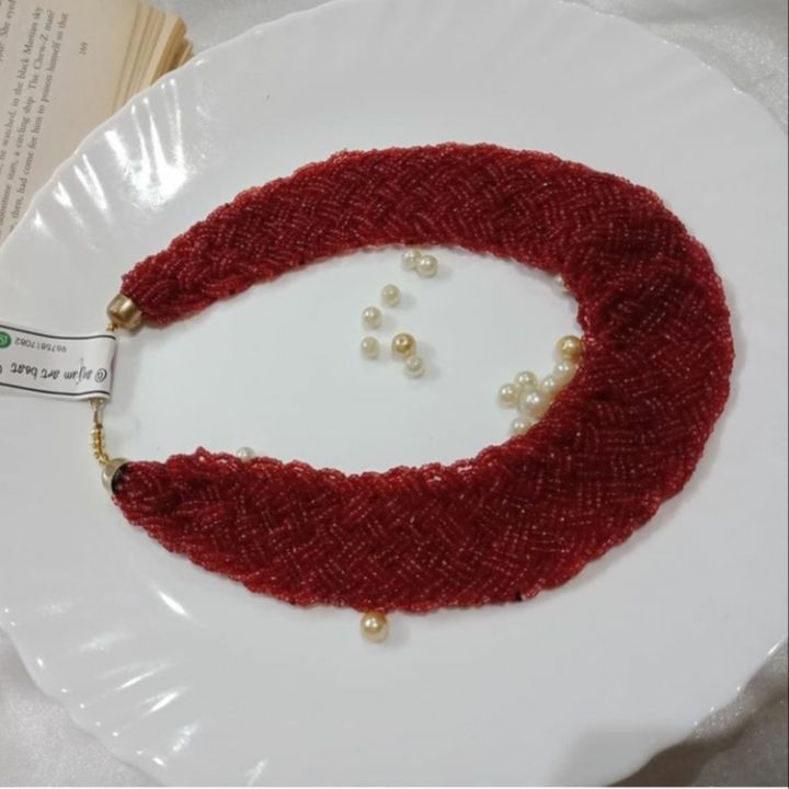 Red beaded jewellery  uploaded by Anjumartbeat on 9/21/2021