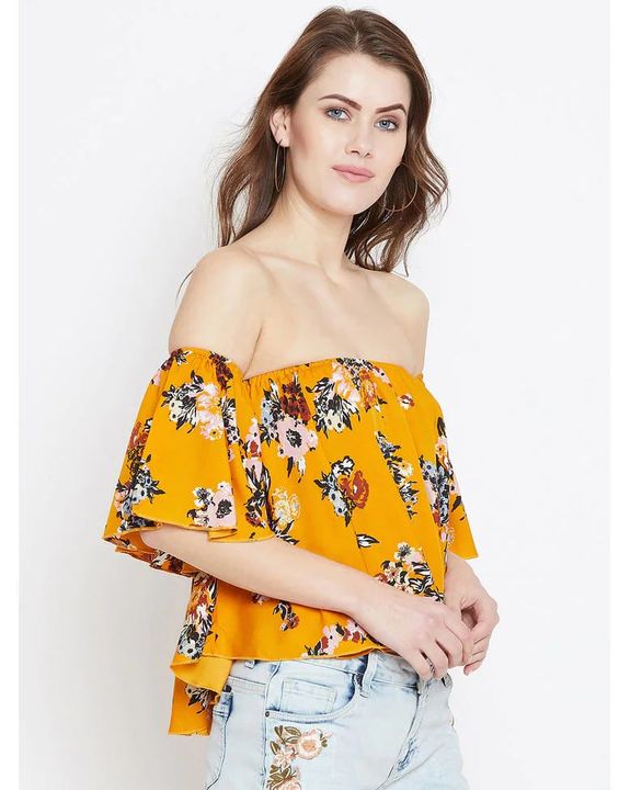 Berrylush Printed Off Shoulder Crop Top for Women (Musturd) uploaded by Soha's on 9/22/2021