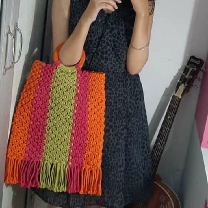 Handbags wooden handle macramè  uploaded by Ganpati Decor on 9/22/2021