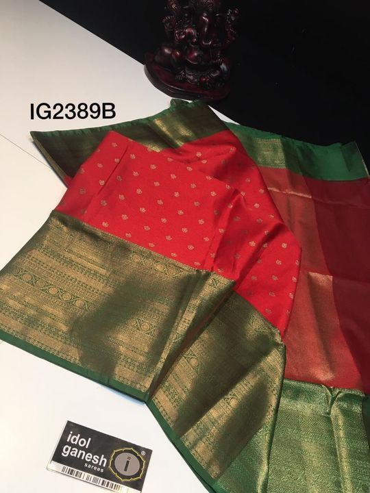 Post image 💃💃💃💃 new arrival 
🧵🧵🧵Fabric:Lite weight kanchi style fancy Tanchui with nice pattu weaving border and fine fabric 
Blouse: Blouse weaving
Mrp :2630/—
🦋🦋🦋: idolganesh fills your wardrobe with beautiful collection